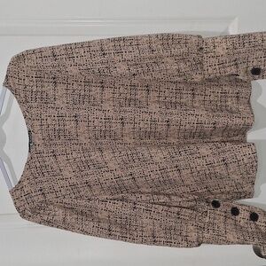 Chic Beige and Black Patterned Blouse